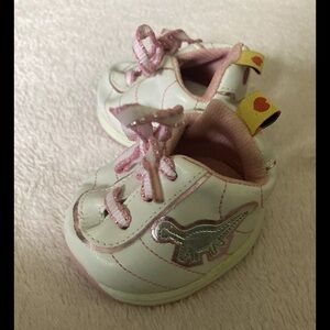 Build A Bear Workshop Pink And White Rare Dinosaur Laced Tennis Shoe